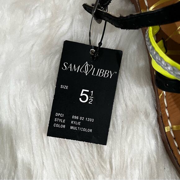 NEW Sam & Libby Kylie Multicolor Stud Strap Ankle Wrap Flat Thong Sandal 5.5 NWT - Picture 12 of 13